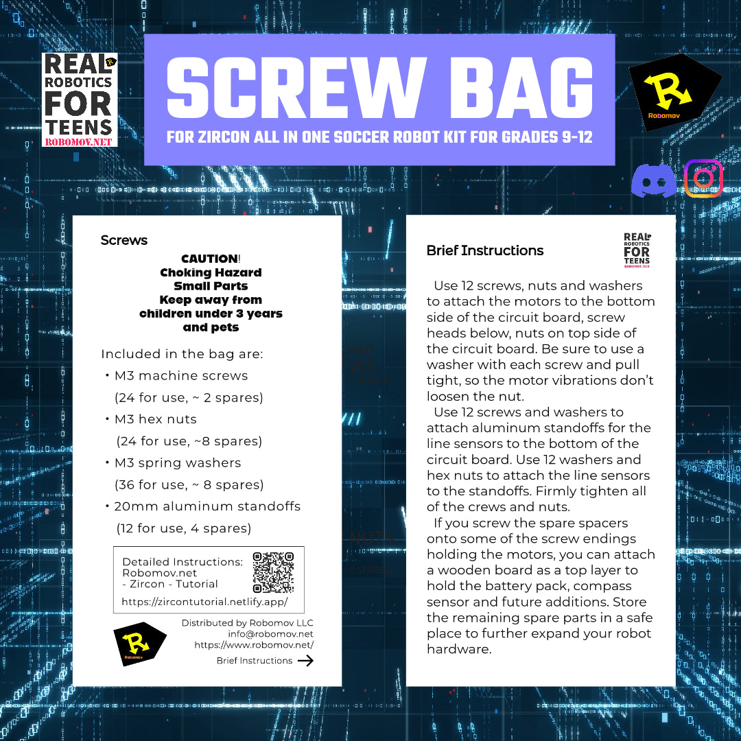 Screw Bag for Zircon Soccer Robot Kit